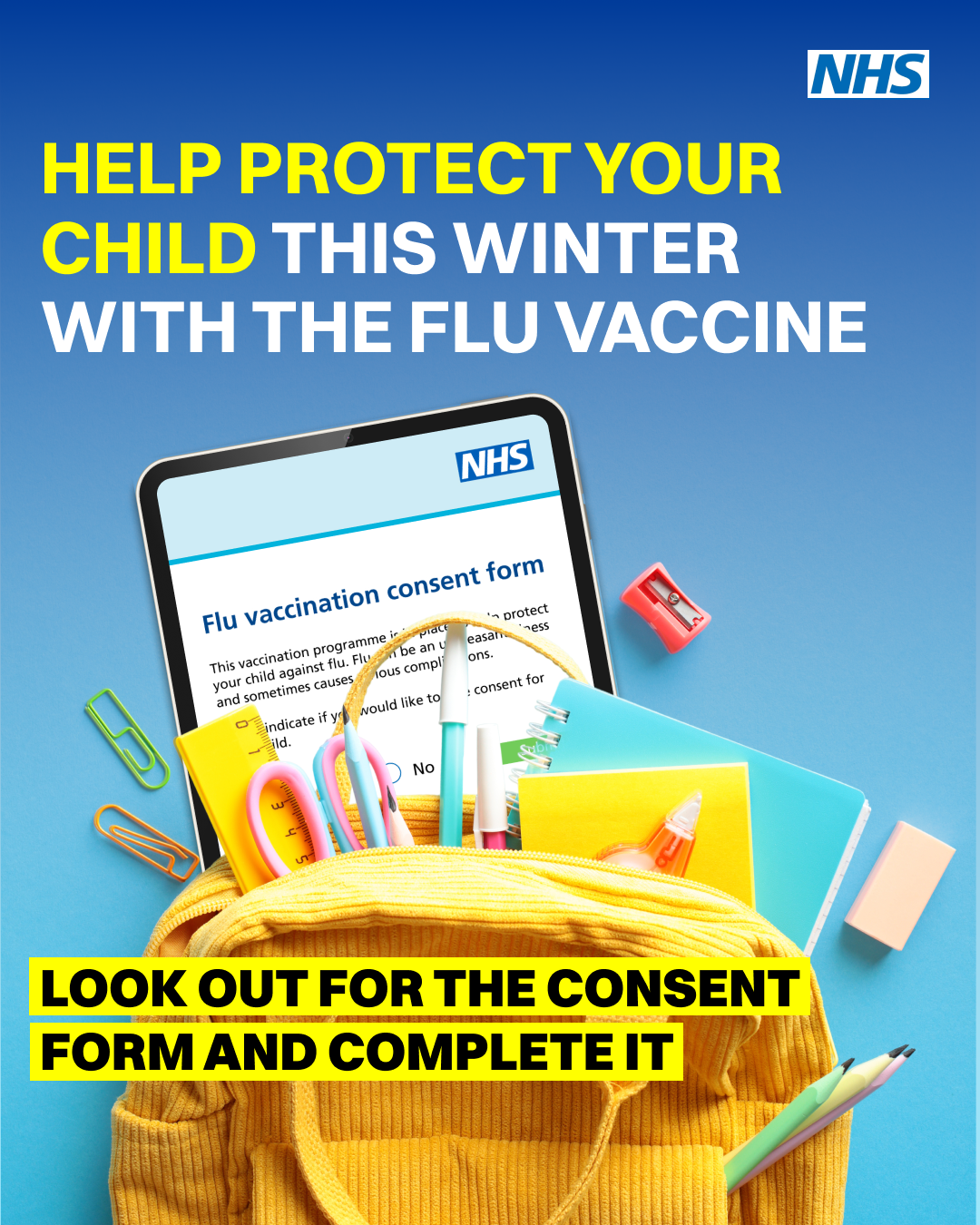 NHS School Flu Backpack Static